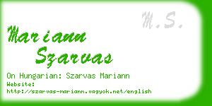 mariann szarvas business card